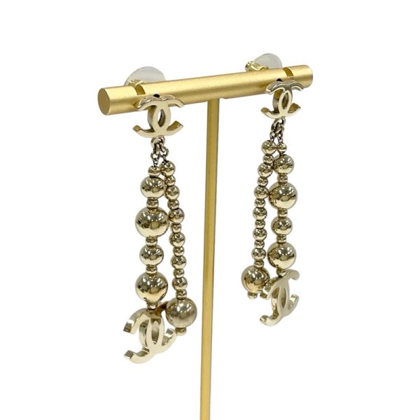 9325 6 Chanel Coco Mark Ball Earrings Gold