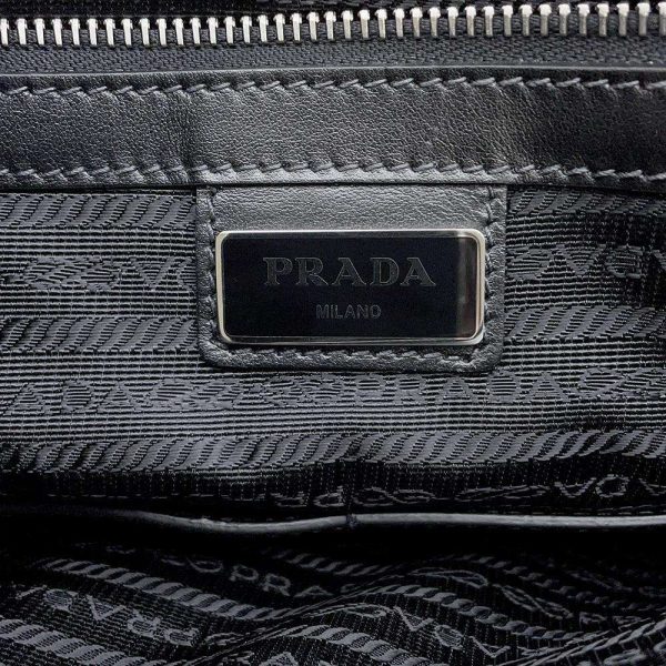 9373921 12 Prada Logo Leather Business Bag Black