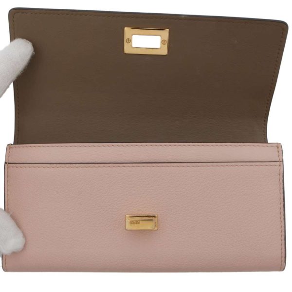 9393844 04 FENDI Peekaboo Selleria Continental Turnlock Long Wallet pink