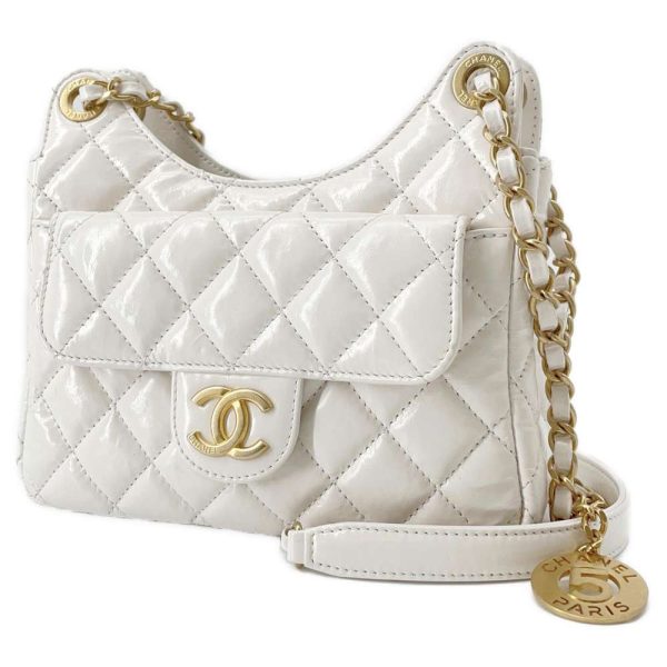 9397996 01 Chanel Chain Matelasse Coco Mark Shoulder Bag White