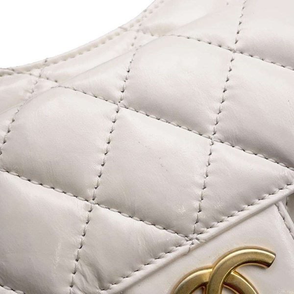 9397996 09 Chanel Chain Matelasse Coco Mark Shoulder Bag White