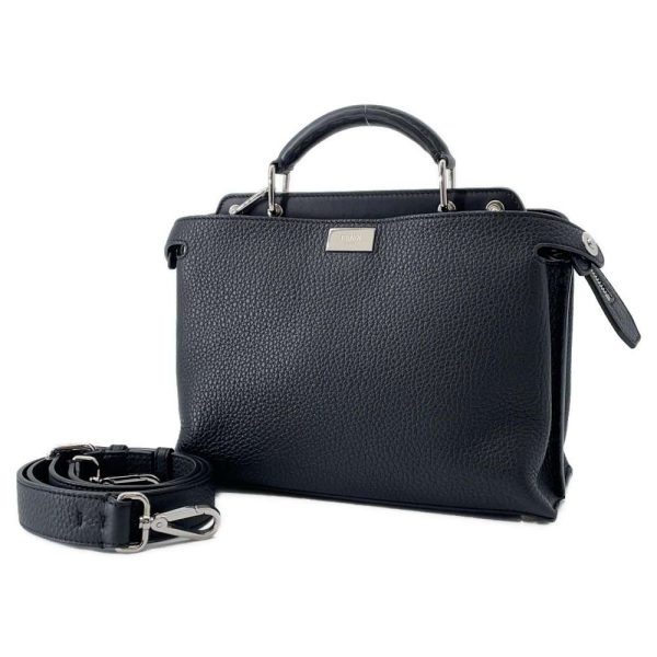 9398436 01 Fendi Peekaboo Mini 2way Shoulder Bag Black