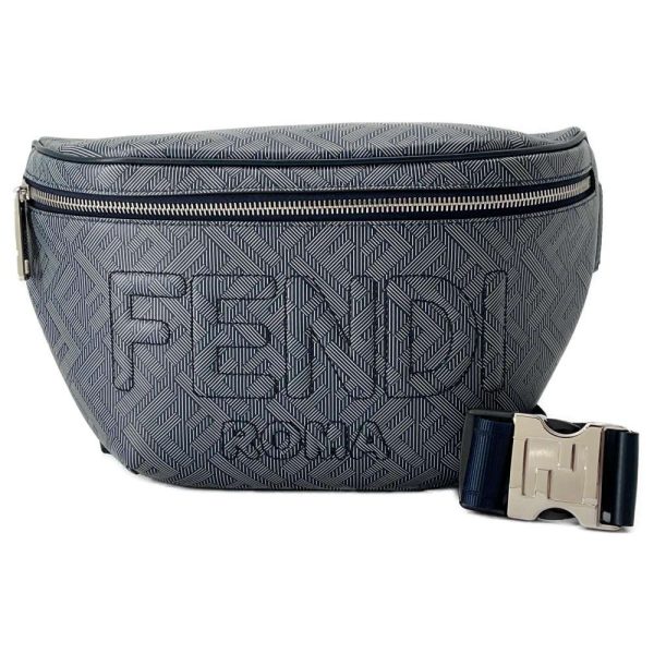 9409514 01 FENDI Logo Zucca Pattern Belt Bag Black