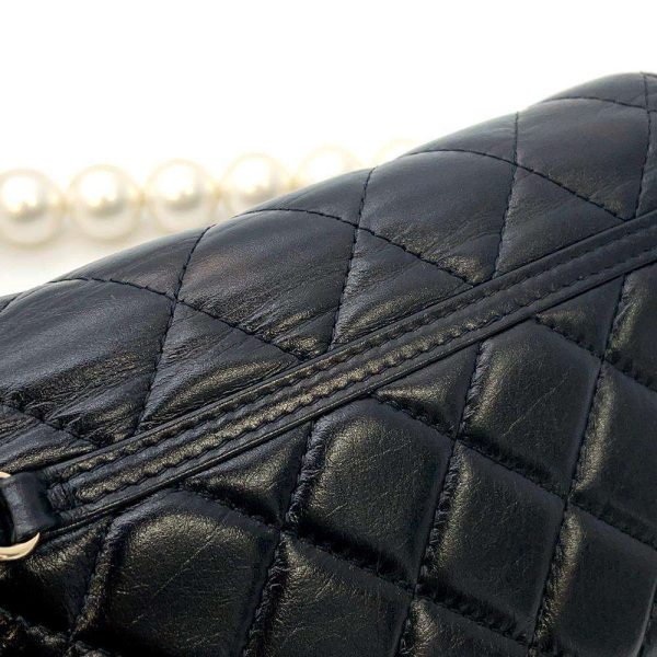 9461543 09 Chanel Shoulder Bag Matelasse Coco Mark Fake Pearl Lambskin Black