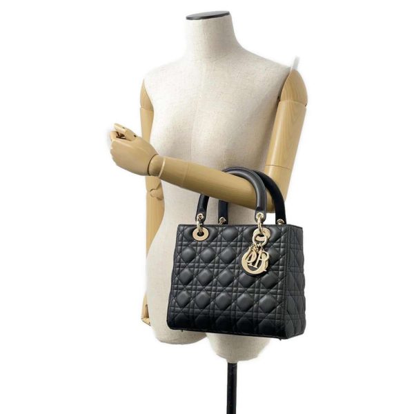 9462748 04 Dior Lady Dior Cannage 2way Shoulder Bag Black