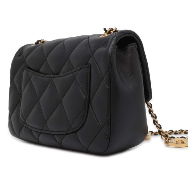 9463981 02 Chanel Chain Mini Matelasse Coco Mark Shoulder Bag Black