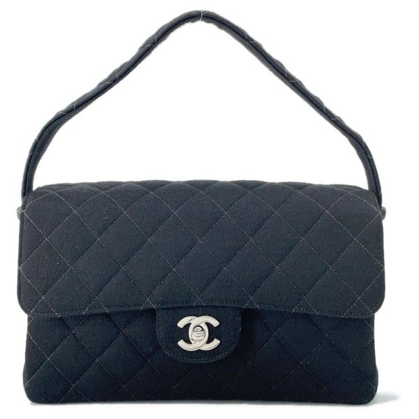 9464063 01 Chanel Shoulder Bag Double Face Matelasse Coco Mark Cotton Black