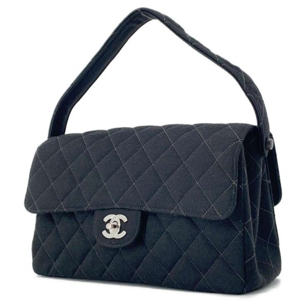 9464063 02 Chanel Shoulder Bag Double Face Matelasse Coco Mark Cotton Black