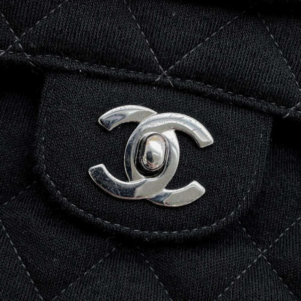 9464063 10 Chanel Shoulder Bag Double Face Matelasse Coco Mark Cotton Black