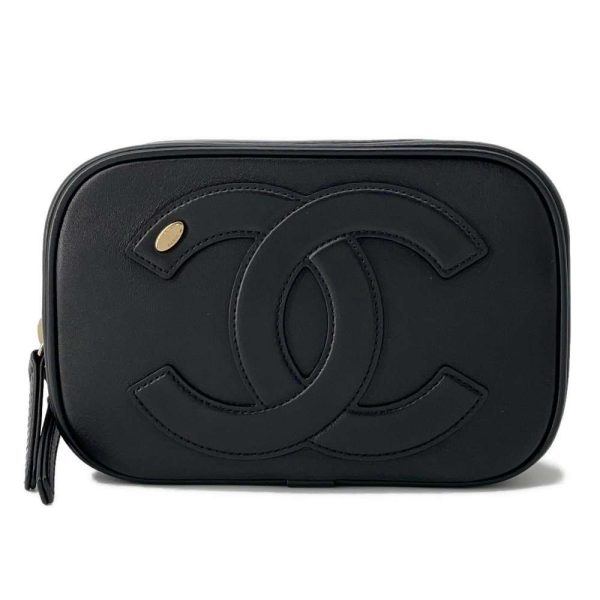 9499119 01 Chanel Body Bag Coco Mark Leather Black