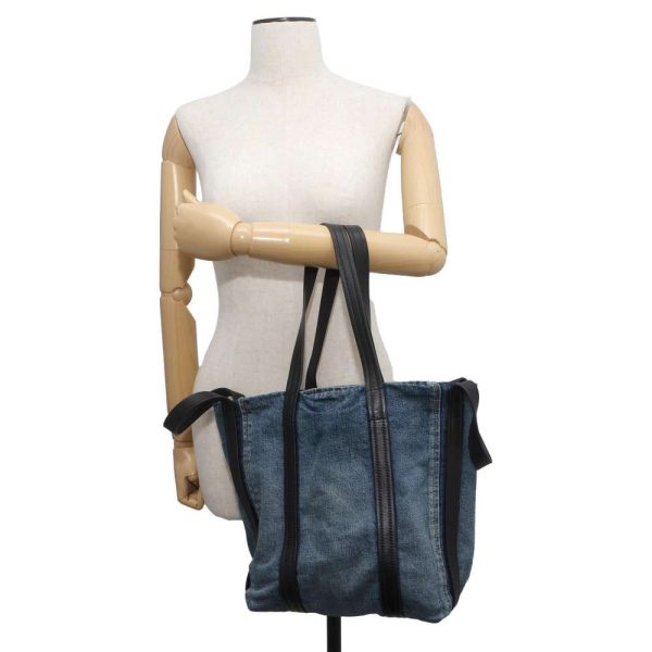 9503045 05 Balenciaga Everyday North South Small Denim Handbag Blue