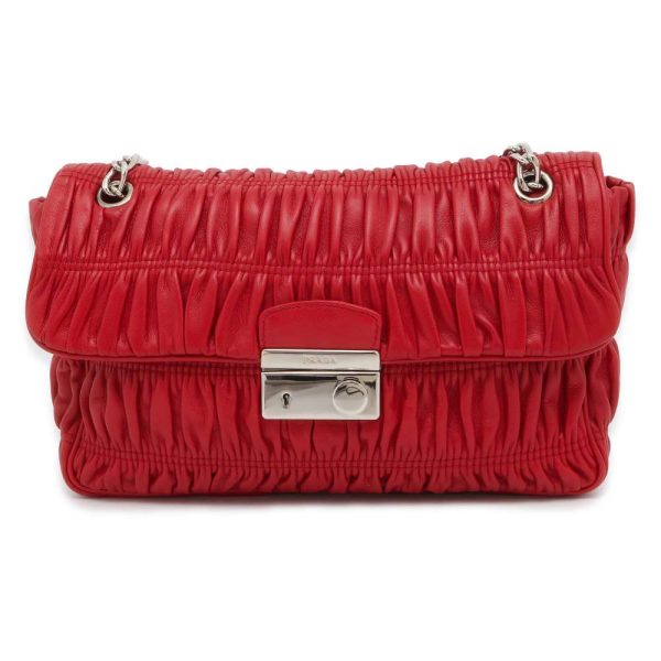 9503106 01 Prada Gathered Nappa Chain Shoulder Bag