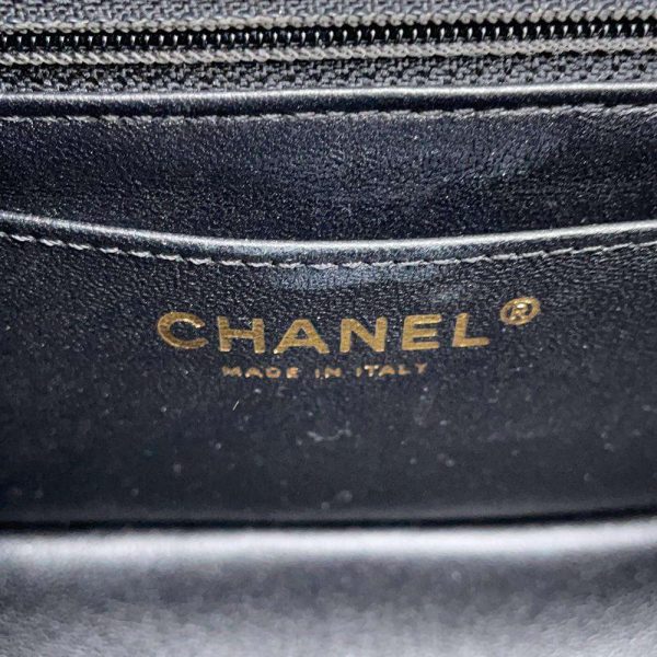 9516694 11 Chanel Chain Shoulder Bag Chevron Stitch Calfskin Single Flap Black