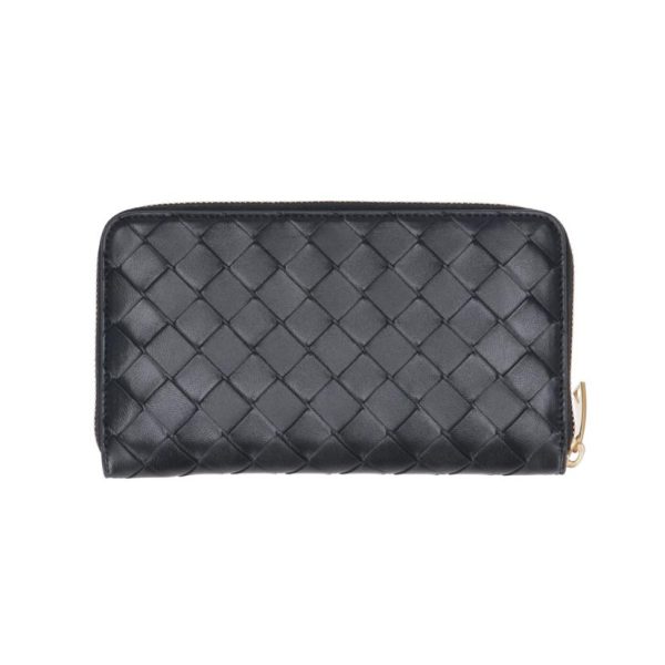 95293 2 Bottega Veneta Intrecciato Round Zipper Wallet Black