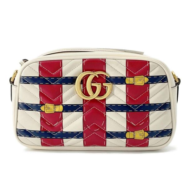 9536487 01 Gucci GG Marmont Quilted Small Shoulder Bag Red