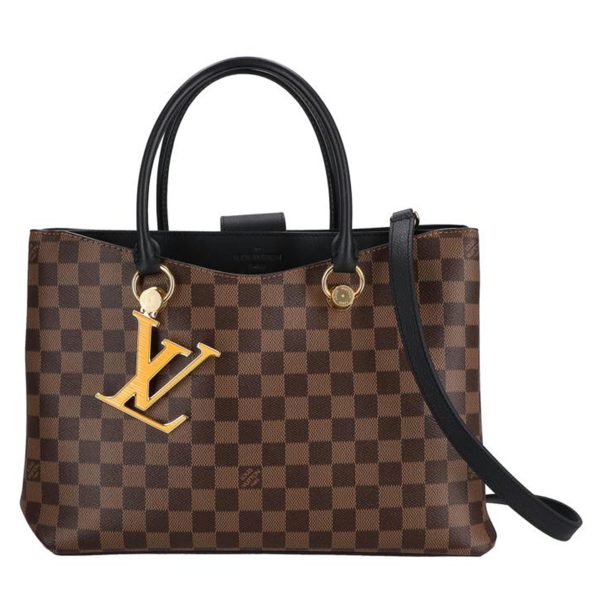 95487 1 Louis Vuitton River Side Damier Ebene Bag Brown