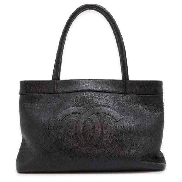 9567436 01 Chanel Tote Bag Coco Mark Caviar Skin Shoulder Black