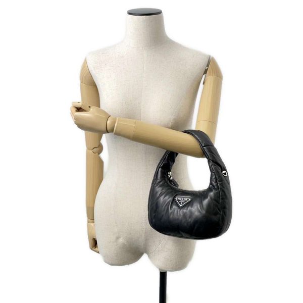 9571419 04 Prada Padded Nappa 2way Shoulder Bag Black