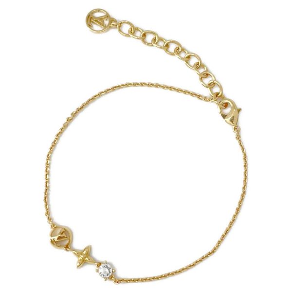 9580831 01 LOUIS VUITTON Circle Strass Monogram Flower Bracelet Gold