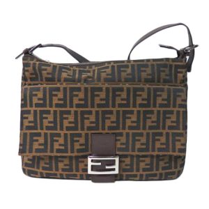 95841 1 Burberry Check Pattern Shoulder Bag Leather Black