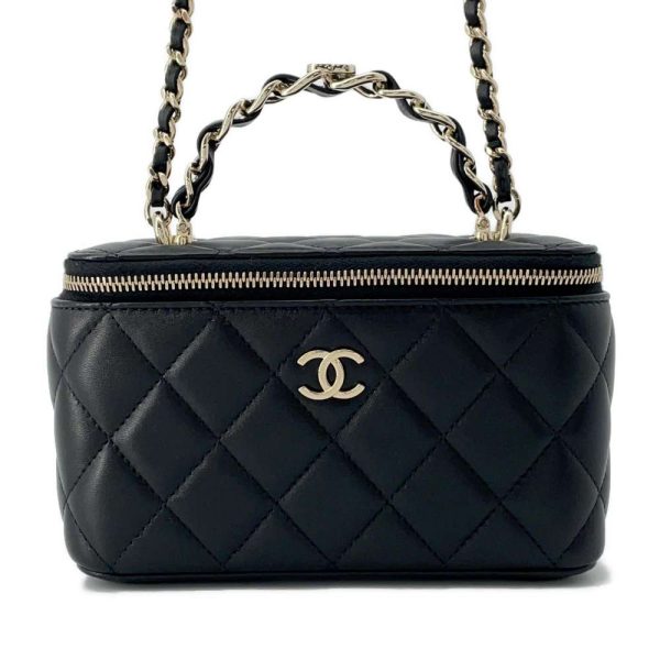 9587687 01 Chanel Chain Shoulder Bag Matelasse Coco Mark Vanity Case Lambskin