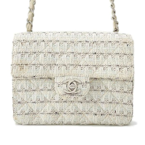 9594814 01 Chanel Chain Shoulder Bag Matelasse Coco Mark Tweed Mini Flap