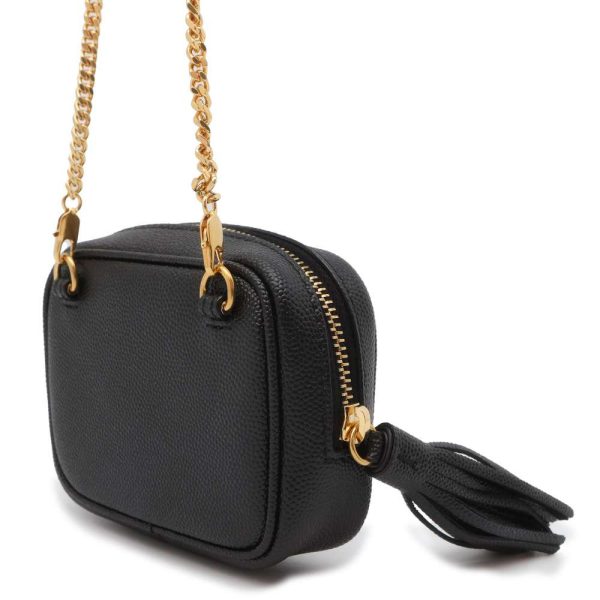 9604742 02 Saint Laurent Paris Chain Pochette Leather Black