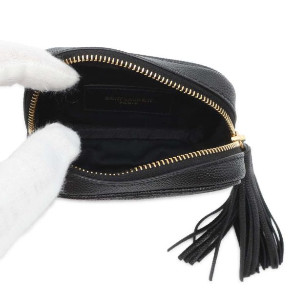 9604742 05 Saint Laurent Paris Chain Pochette Leather Black