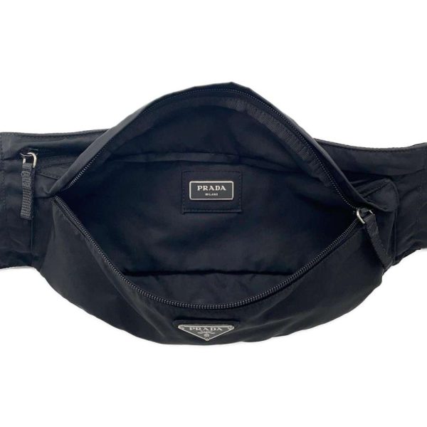 9605084 05 Prada Logo Tessuto Waist Body Bag Black