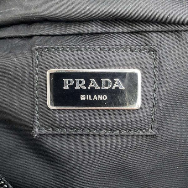 9605084 10 Prada Logo Tessuto Waist Body Bag Black