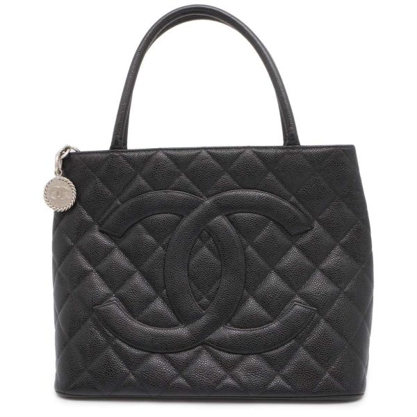 9606340 01 Chanel Tote Bag Caviar Skin Black