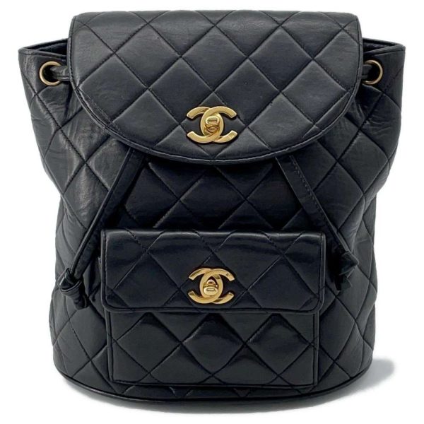 9606395 01 Chanel Rucksack Matelasse Lambskin Black