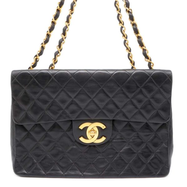 9606418 01 Chanel Chain Shoulder Bag Matelasse Lambskin Black