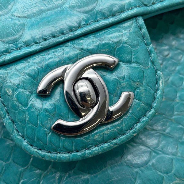 9606432 15 Chanel Chain Shoulder Bag Coco Mark Python Blue