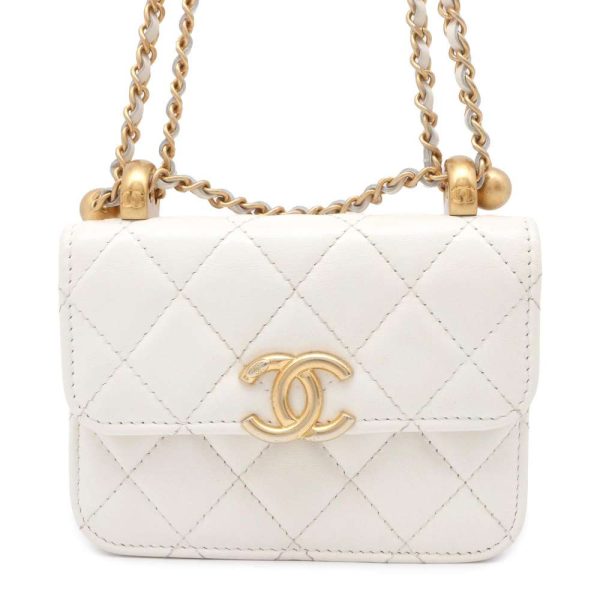 9606807 01 Chanel Micro Mini Matelasse Coco Mark Shoulder Bag White