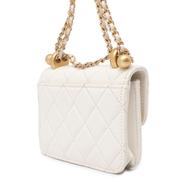 9606807 02 Chanel Micro Mini Matelasse Coco Mark Shoulder Bag White