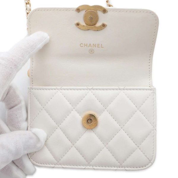 9606807 06 Chanel Micro Mini Matelasse Coco Mark Shoulder Bag White