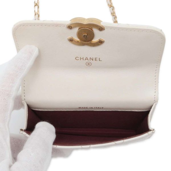 9606807 07 Chanel Micro Mini Matelasse Coco Mark Shoulder Bag White