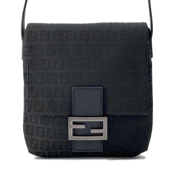 9608269 01 FENDI Zucchino Shoulder Bag Black