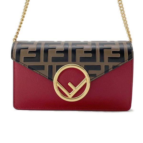 9608313 01 FENDI Zucca Chain Shoulder Bag Red