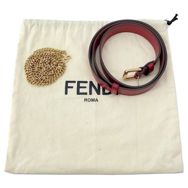 9608313 13 FENDI Zucca Chain Shoulder Bag Red