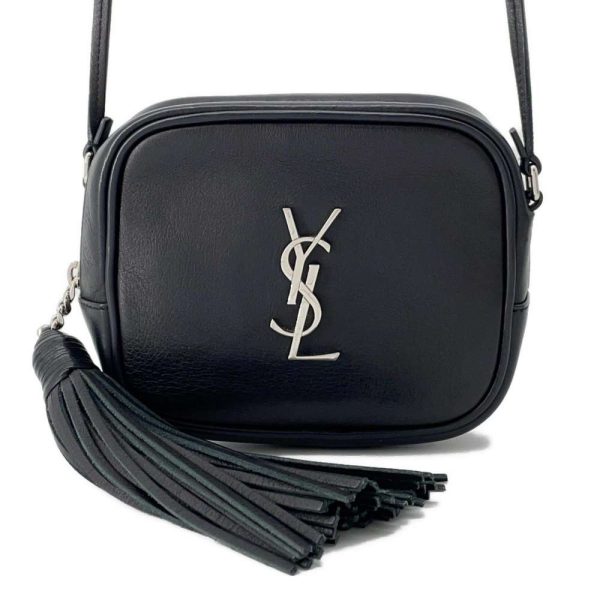 9608832 01 Saint Laurent Paris Fringe Blogger Leather Shoulder Bag Black