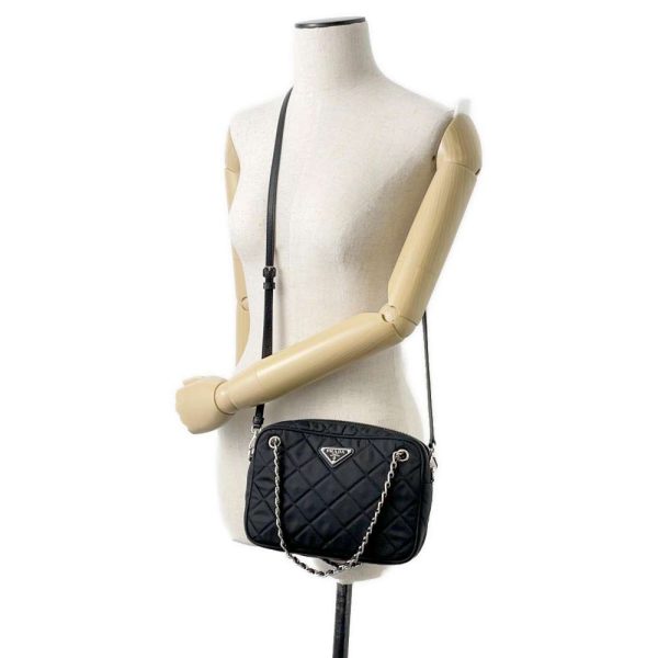 9609020 05 Prada Handbag Quilted Chain Shoulder 2way Black