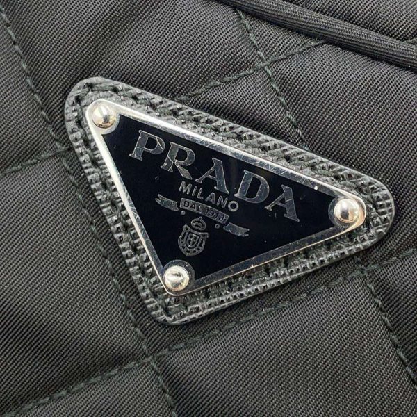 9609020 13 Prada Handbag Quilted Nylon Chain Shoulder Black