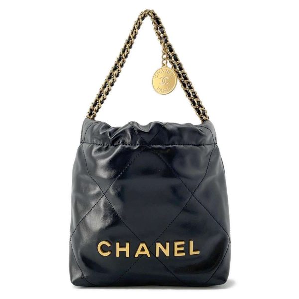 9611436 01 Chanel Handbag Shiny Calf Leather Black