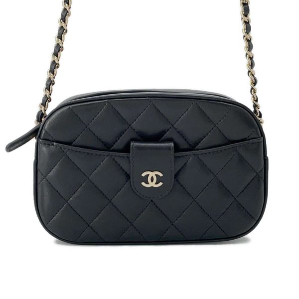 9614765 01 Chanel Chain Shoulder Bag Matelasse Coco Mark Lambskin