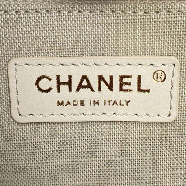 9616707 09 Chanel Tote Bag Deauville Line GM Logo Canvas Cruise Collection White