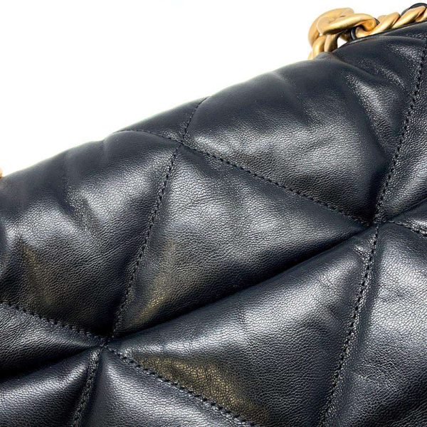 9622456 09 Chanel Chain Shoulder Bag 19 Maxi Flap Lambskin Black