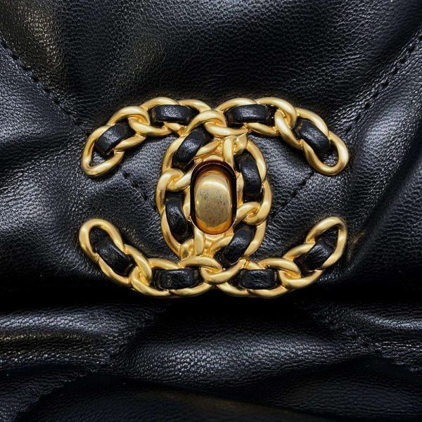 9622456 11 Chanel Chain Shoulder Bag 19 Maxi Flap Lambskin Black