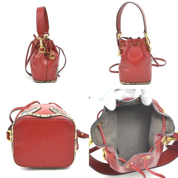 99671g 1 c Fendi Leather Python Crossbody Shoulder Bag Red